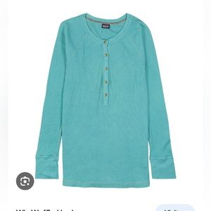 Patagonia Waffle Henley Teal Crew Neck Size 8